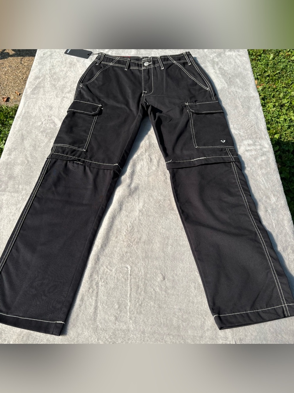 NWT Men’s True Religion Convertible Zipper Cargo Pants Jeans Black Size 30 READ